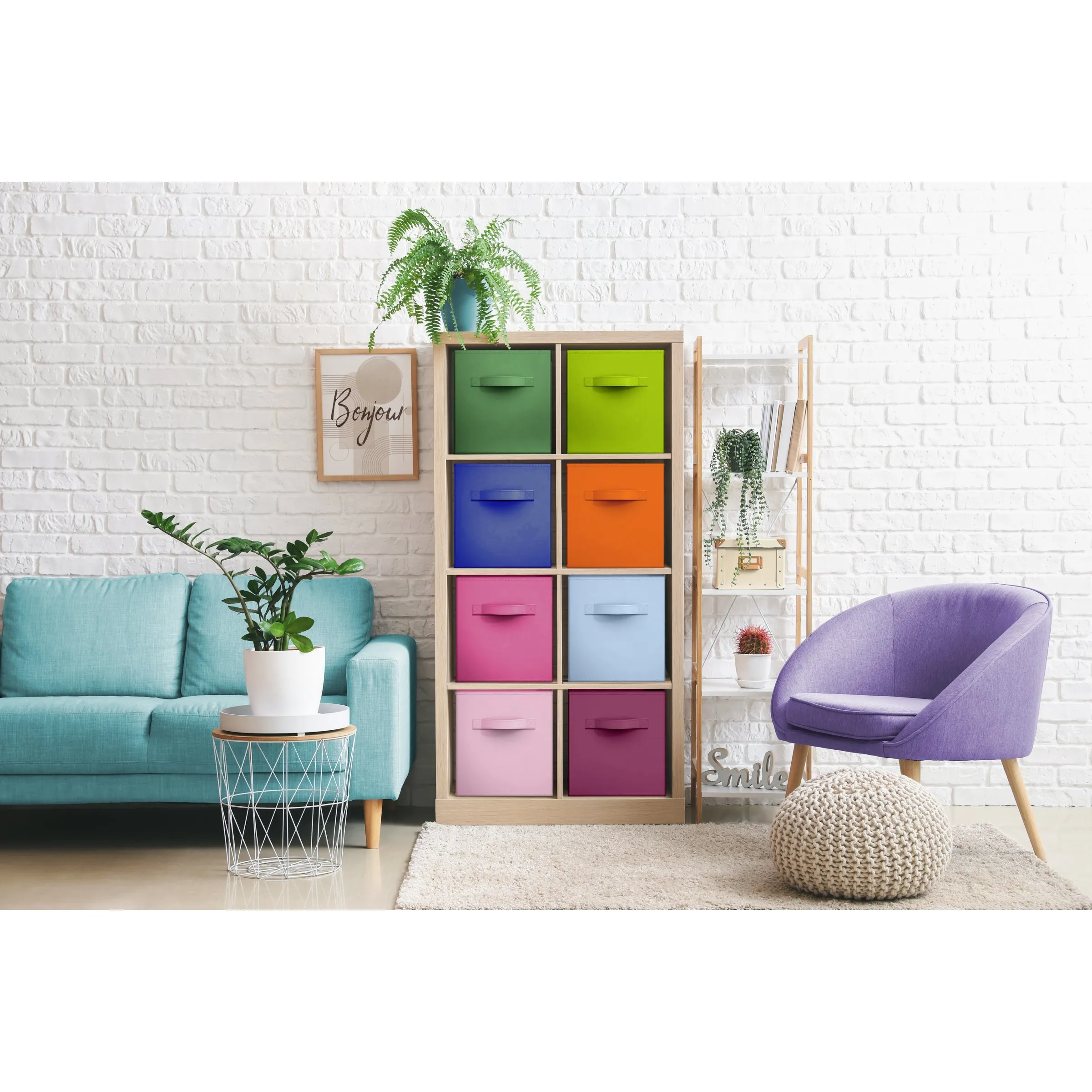 13" Large Cube Storage Bins (8 Pack Multi)