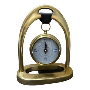 OVERSEAS MART Handmade Brass Polish Table Top Clock - Antique Style Roman Numeral Desk Clock for Home and Office Decor